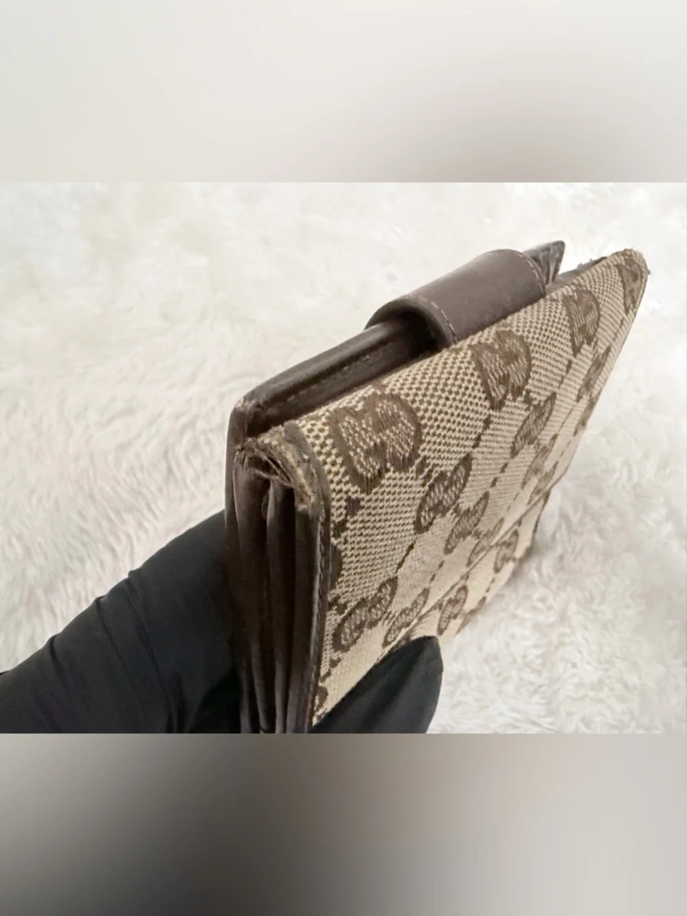 Gucci Brown Beige GG Canvas Bifold Wallet - Picture 10 of 13